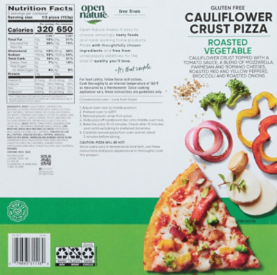 Open Nature Pizza Cauliflower Crust Vegetable Gluten Free Frozen - 10.8 Oz - Image 6