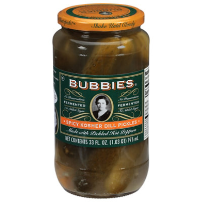 Bubbies Pickle Kosher Dill Spicy Jar - 33 Oz