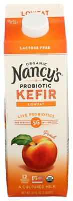 Nancys Organic Kefir Cultured Milk Lowfat Peach - 32 Oz