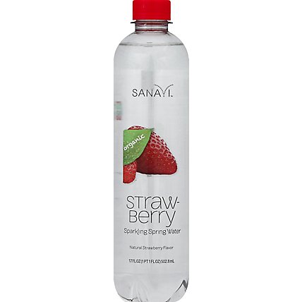 Sanavi Spring Water Organic Sparkling Strawberry Bottle - 17 Fl. Oz. - Image 2