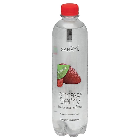 Sanavi Spring Water Organic Sparkling Strawberry Bottle - 17 Fl. Oz.