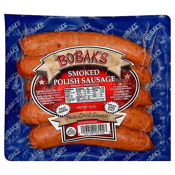 Bobaks Smoked Polish Sausage - 14 Oz