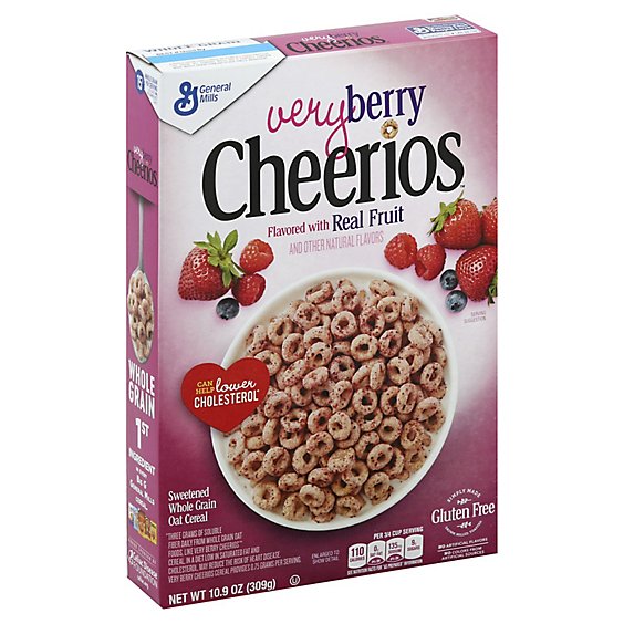 Cheerios Cereal Whole Grain Oats Very Berry Flavored With Real Fruit Box - 10.9 Oz