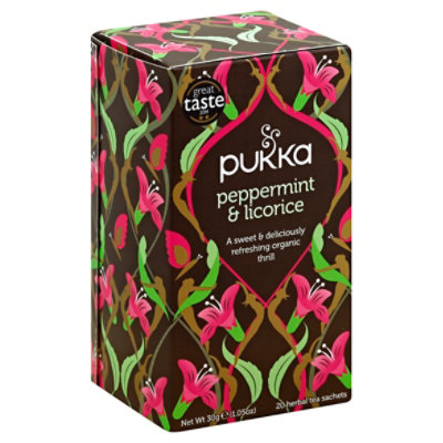 Pukka Herbal Tea Organic Peppermint & Licorice Box - 20 Count