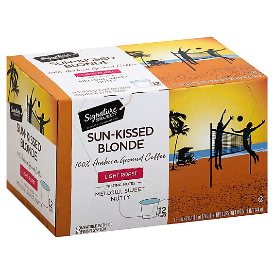 Signature SELECT Coffee Pods Light Roast Sun Kissed Blonde Box - 12-0.42 Oz