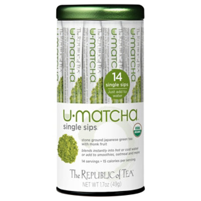 The Republic of Tea U Matcha Single Sips Green Tea Japanese Stone Ground Jar - 14 Count