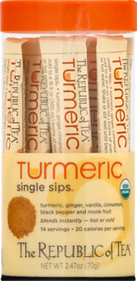 The Republic of Tea Single Sips Turmeric Tea Pouches - 14 Count - Image 2