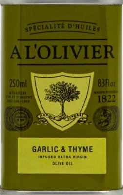 A LOlivier Olive Oil Extra Virgin Infused Garlic & Thyme Can - 8.3 Fl. Oz. - Image 2