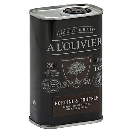 A LOlivier Olive Oil Extra Virgin Infused Porcini & Truffle Can - 8.3 Fl. Oz. - Image 1