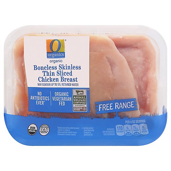 O Organics Organic Chicken Breasts Boneless Skinless Thin Air Chilled - 1.00 LB