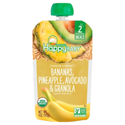 Happy Baby Organics Clearly Crafted Stage 2 Meals Bananas Pineapple  Avocado And Granola Pouch - 4 Oz - Image 3