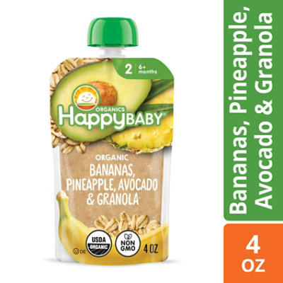 Happy Baby Organics Clearly Crafted Stage 2 Meals Bananas Pineapple  Avocado And Granola Pouch - 4 Oz - Image 2