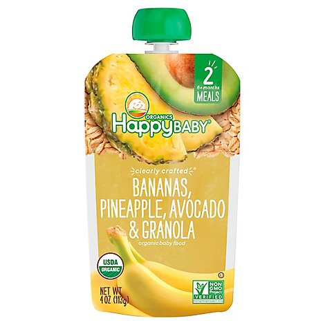 Happy Baby Organics Bananas Pineapples Avocado & Granola - 4 Oz