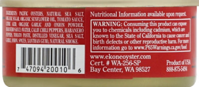 Ekone Oyster Co Habanero Hot Smoked Oysters - 3 Oz - Image 3