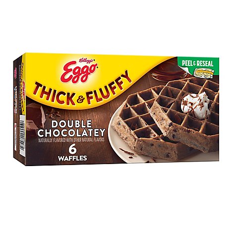 Eggo Thick and Fluffy Frozen Waffles Breakfast Double Chocolatey 6 Count - 11.6 Oz