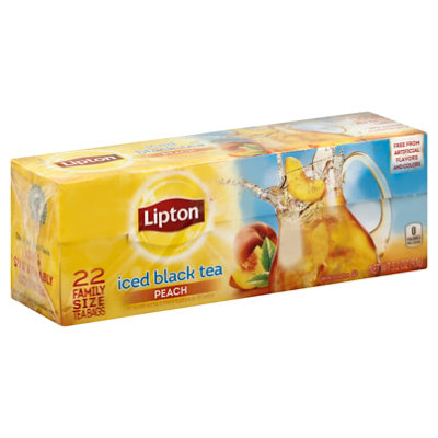 Lipton Iced Tea Black Peach Family Size Bags Box 22 Count Shaw's