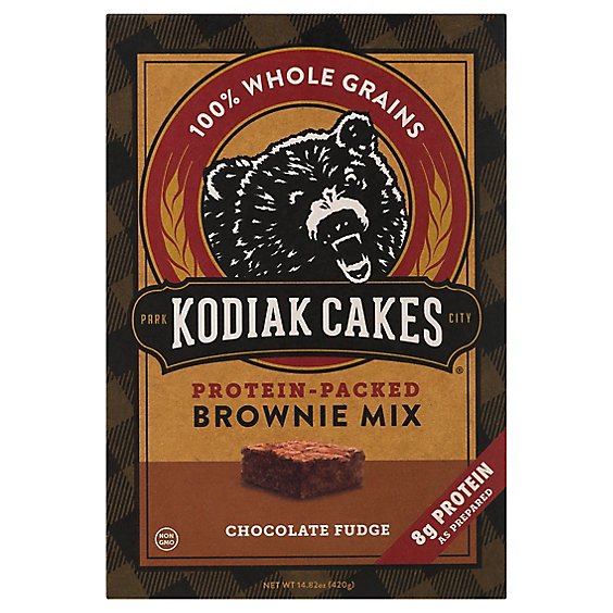 Kodiak Cakes Brownie Mix 100% Whole Grains Protein-Packed Chocolate Fudge Box - 14.82 Oz