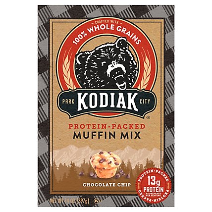 Kodiak Cakes Muffin Mix 100% Whole Grains Protein-Packed Chocolate Chip Box - 14 Oz - Image 3