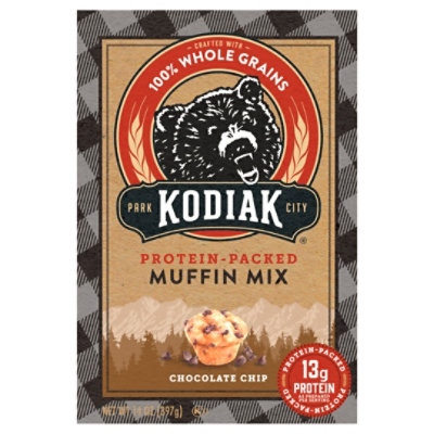Kodiak Cakes Muffin Mix 100% Whole Grains Protein-Packed Chocolate Chip Box - 14 Oz