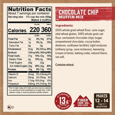 Kodiak Chocolate Chip Muffin Mix Box - 14 Oz - Image 6