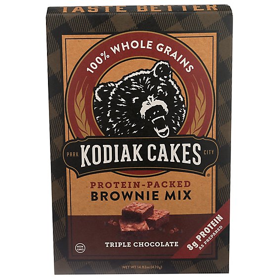 Kodiak Cakes Brownie Mix 100% Whole Grains Protein-Packed Triple Chocolate Box - 14.82 Oz