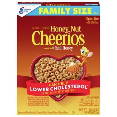 Cheerios Cereal Whole Grain Oats Honey Nut Family Size Box - 19.5 Oz