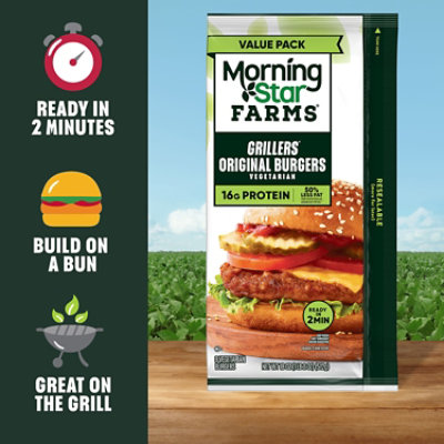 MorningStar Farms Veggie Burgers Grillers Original Vegetarian Meat - 8 - 18 Oz - Image 4