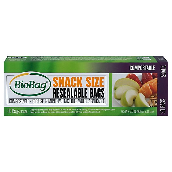 Biobag Bag Snack Resealable - 30 Bag