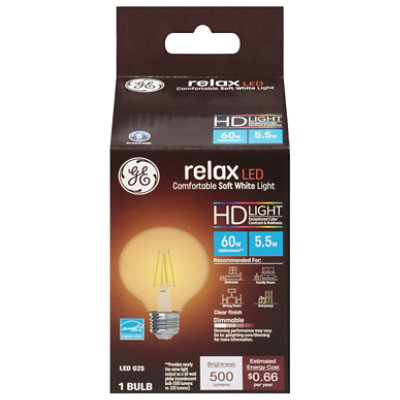 GE 60w Eq Hd Relax G25 1ct Clear - Each