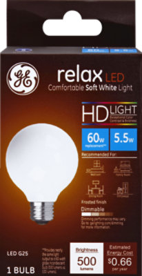 GE 60w Eq Hd Relax G25 1ct Frosted - Each
