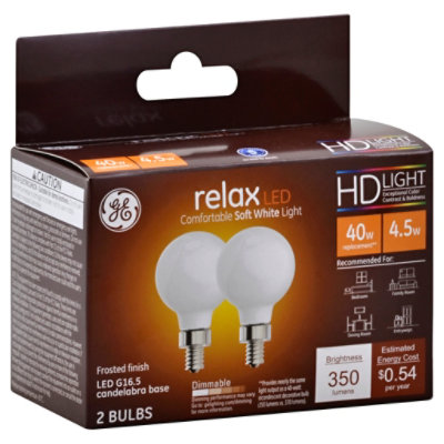 GE 40w Eq Hd Rlx G16.5 Frosted - 2 Count