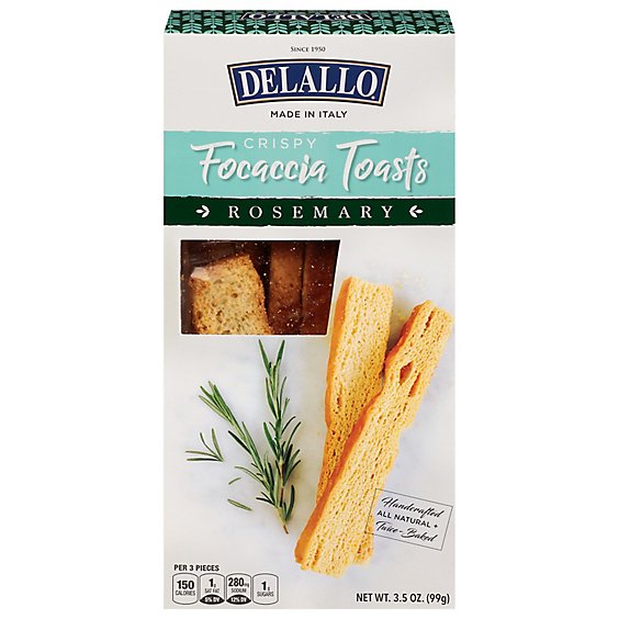 Delallo Focaccia Toasts Rosemary - 3.5 Oz