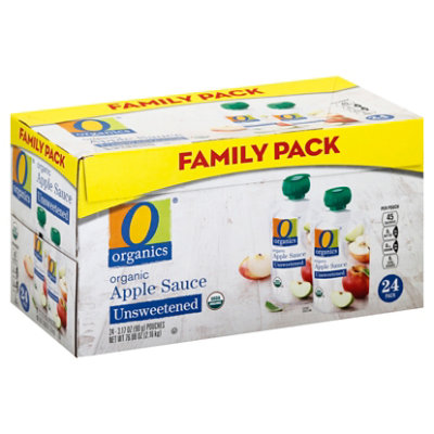 O Organics Applesauce Unswtnd Pouch Fmly Pk - 24-3.17 Oz - Image 1