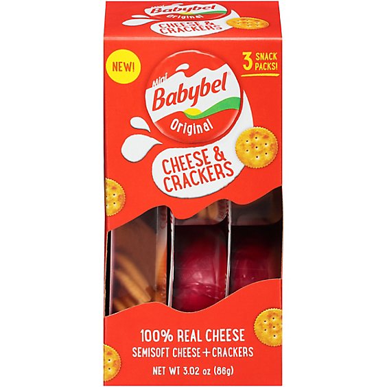 Babybel Mini Original Cheese & Crackers 3 Pack - 3.02 Oz.