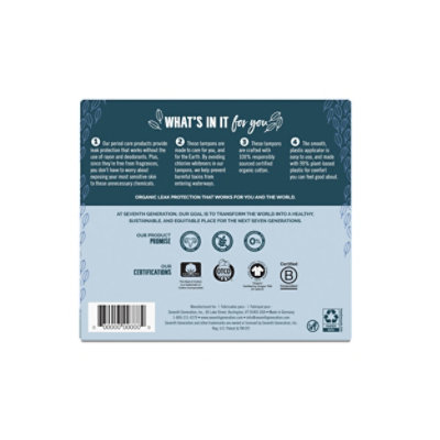 Seventh Generation Tampons With Comfort Applicator Free & Clear Regular Absorbency - 18 Count - Image 3