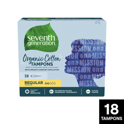Seventh Generation Tampons With Comfort Applicator Free & Clear Regular Absorbency - 18 Count - Image 1