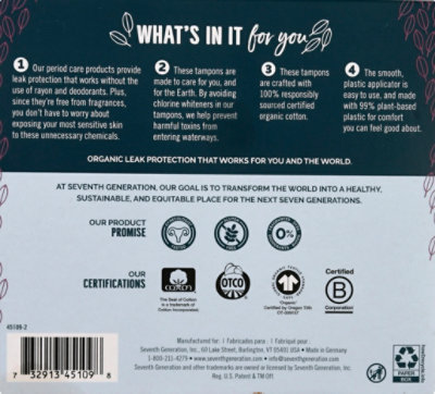 Seventh Generation Tampons With Comfort Applicator Free & Clear Super Absorbency - 18 Count - Image 5