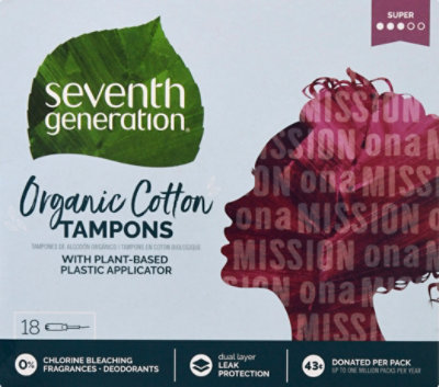 Seventh Generation Tampons With Comfort Applicator Free & Clear Super Absorbency - 18 Count - Image 2