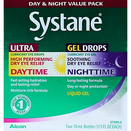Systane Daytime/Nightime Eye Drops Value Pack 2 x 10ml - .33 Fl. Oz. - Image 2