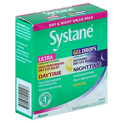 Systane Daytime/Nightime Eye Drops Value Pack 2 x 10ml - .33 Fl. Oz. - Image 1