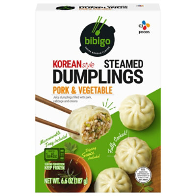 Bibigo Dumplings Steamed Korean Style Pork & Vegetable - 6.6 Oz