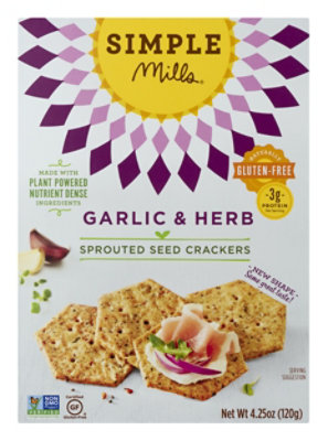  Simple Mills Crackers Sprouted Seed Garlic & Herb Box - 4.25 Oz 