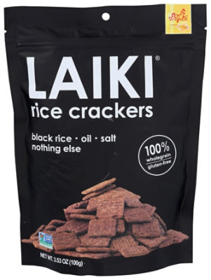 Laiki Rice Crackers Black Rice Oil Salt Pouch - 3.53 Oz - Image 1