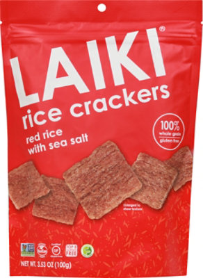 Laiki Rice Crackers Red Rice Oil Salt Pouch - 3.53 Oz - Image 2