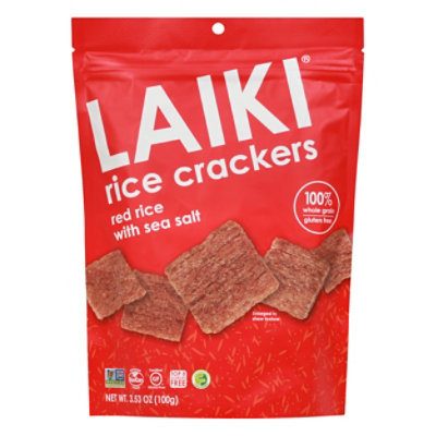 Laiki Rice Crackers Red Rice Oil Salt Pouch - 3.53 Oz - Image 1