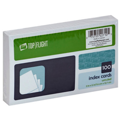 Top Flight Index Cards Unruled 3 Inch x 5 Inch - 100 Count - Image 1