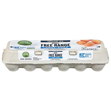 Open Nature Eggs Brown Free Range Large - 12 Count