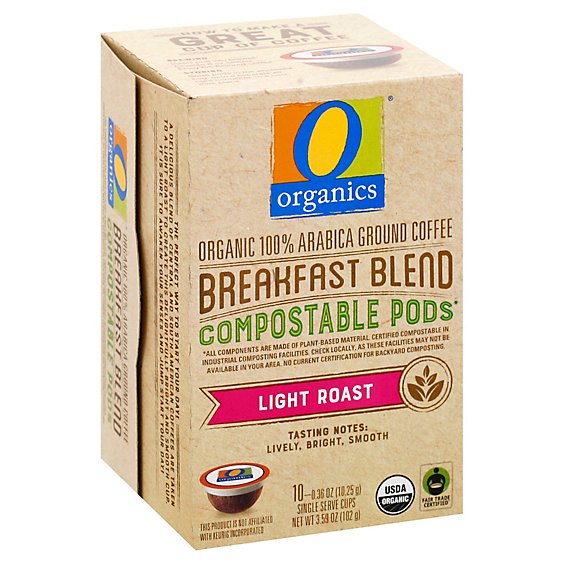 O Organics Organic Coffee Pod Breakfast Blend Comp - 10 Count