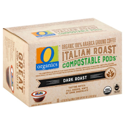 O Organics Organic Coffee Pod Italian Roast Compostable - 10 Count