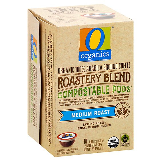 O Organics Organic Coffee Pod Roastery Blend Comp - 10 Count